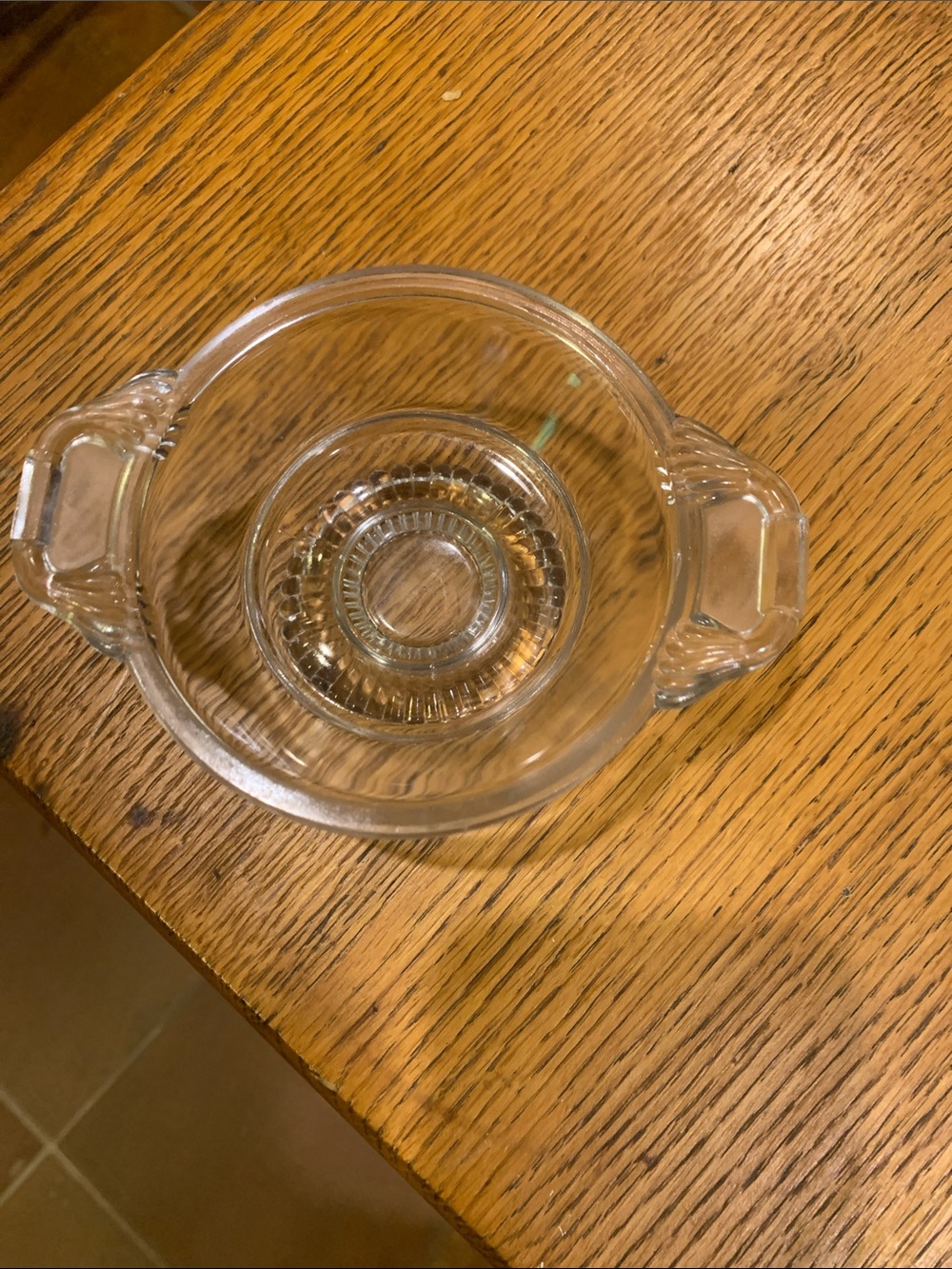 Vintage Clear Glass Double-Handled Serving Dish